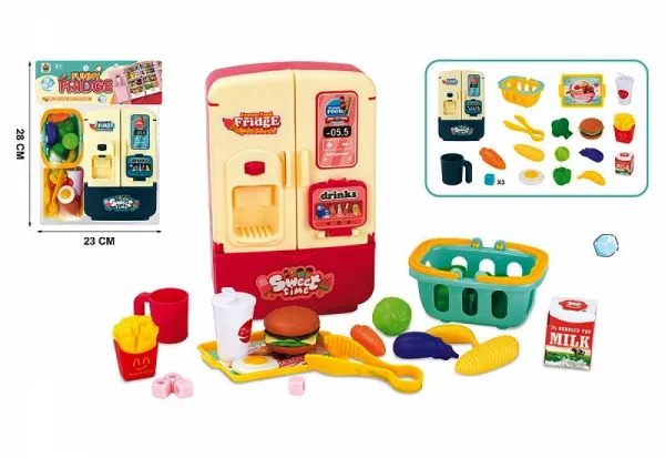 Хладилник с кошница и хранителни продукти, два цвята 1