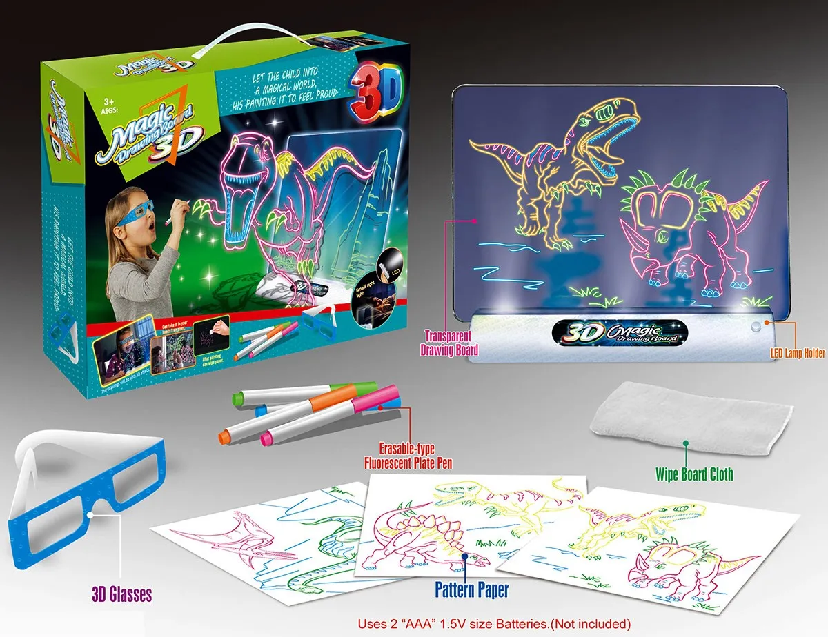 3D Светеща магическа дъска за рисуване Magic Drawing Board, Creative Kids Children Pen 3