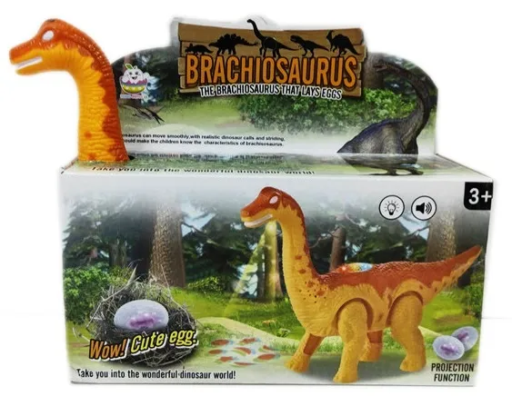 Ходещ динозавър Брахиозавър снася яйца, със ЗВУК, СВЕТЛИНИ и ПРОЖЕКЦИЯ