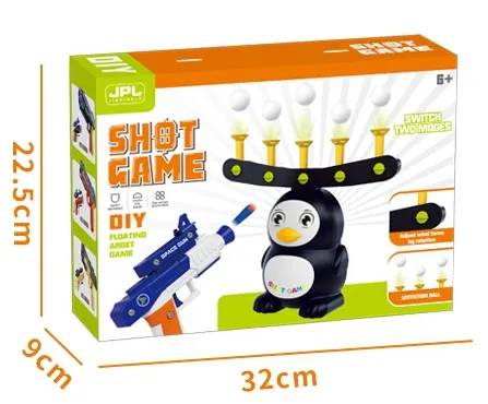 Hover Shot Пистолет с 6 меки стрели, въздушна мишена с 10 летящи топчета, Пингвин  10