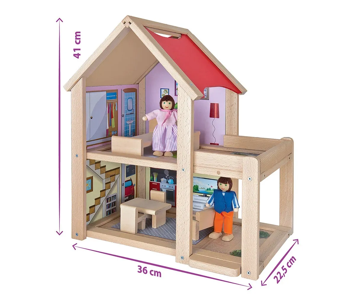 Дървена къща с две кукли Eichhorn, 22.5x36x41см. 3