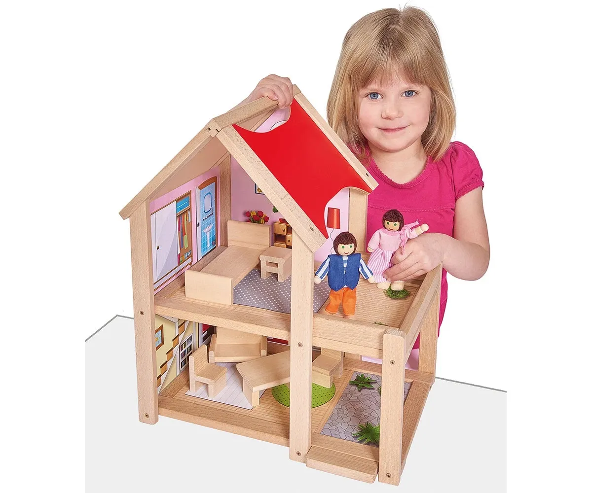 Дървена къща с две кукли Eichhorn, 22.5x36x41см. 6