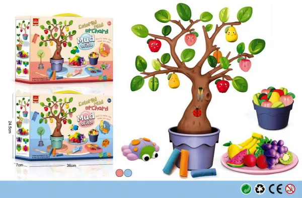 Комплект пластилин Дърво с цветни листа и плодчета 1