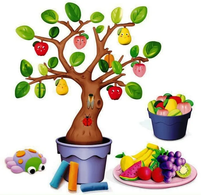 Комплект пластилин Дърво с цветни листа и плодчета 2