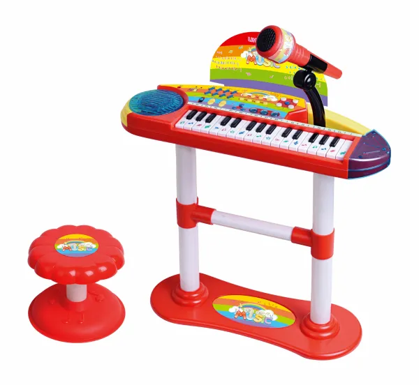 Пиано - Синтезатор на стойка с микрофон и столче, с вградена тонколона, 32 музикални клавиша и 32 функционални бутона 1