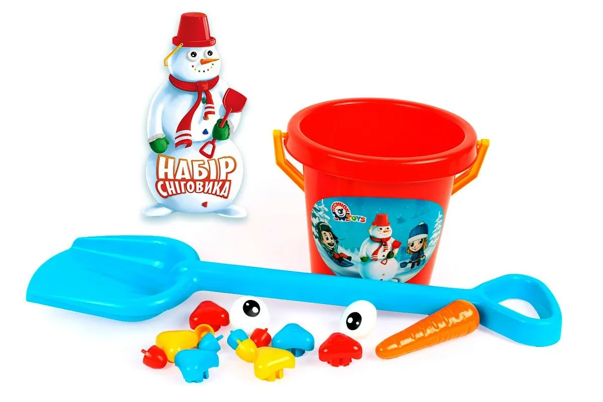Комплект за Снежен Човек с морковен нос, цветни копчета, лопатка и кофичка TECHNOK, Украйна 2