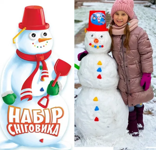 Комплект Направи си Снежен Човек с морковен нос, цветни копчета, лопатка и кофичка TECHNOK, Украйна 1