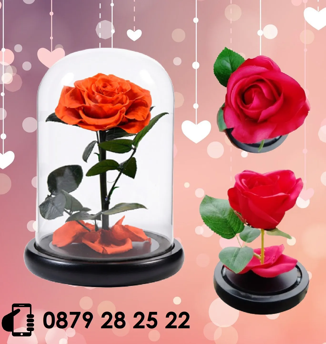 Вечна - неувяхваща ИЗКУСТВЕНА роза в стъкленица, Оригинален и стилен подарък за Жена | IGUANA.BG 1