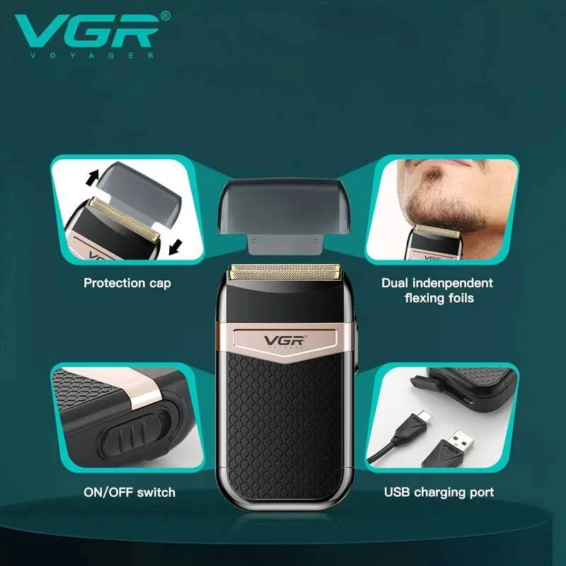 Шейвър Shaver VOYAGER VGR-331, Професионална ел. самобръсначка, Двустранна, Безжична, USB зареждане | IGUANA.BG 10