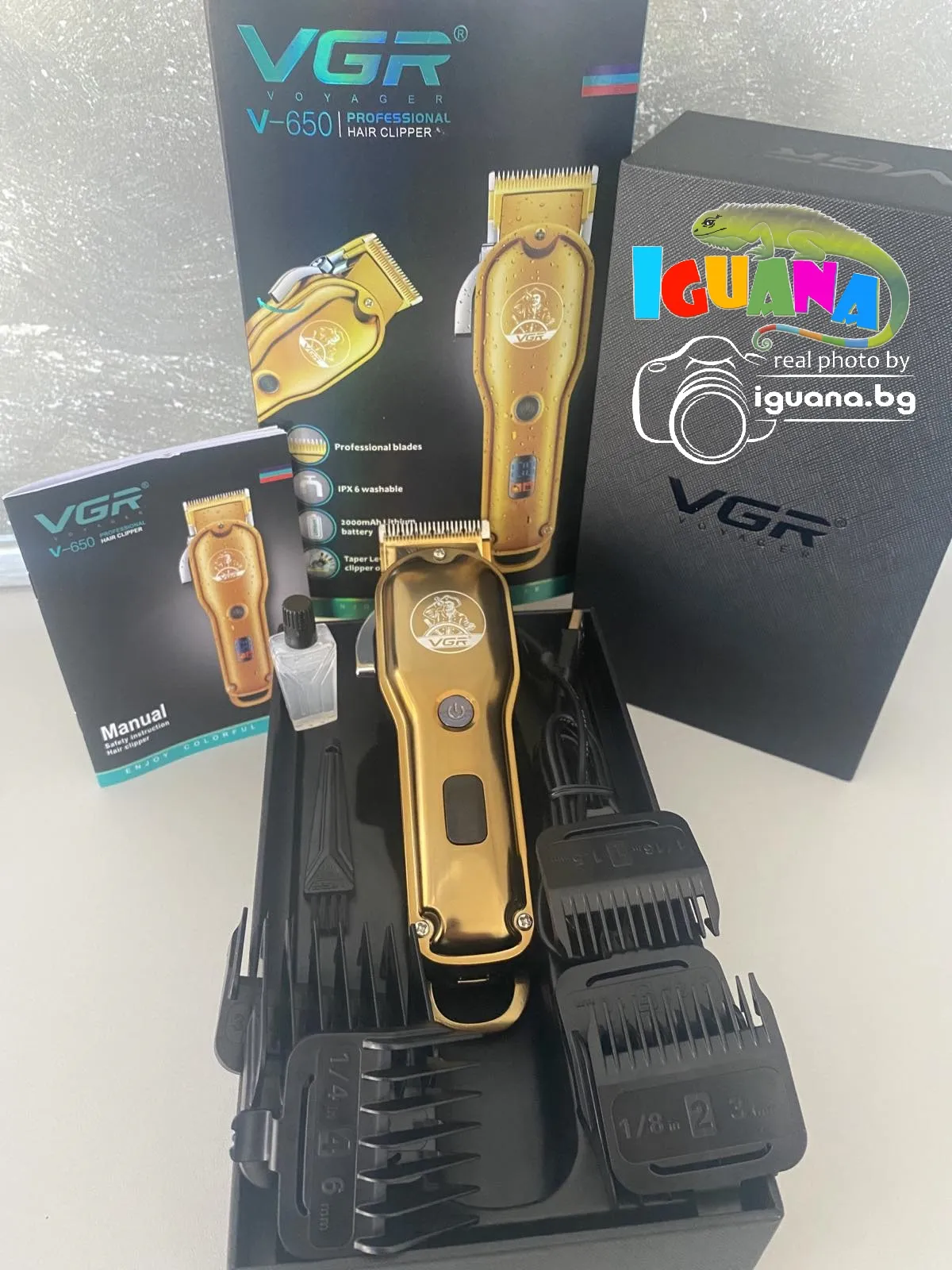 Професионална Машинка за подстригване VOYAGER VGR 650, Стоманено острие, LCD дисплей, 6 приставки 3