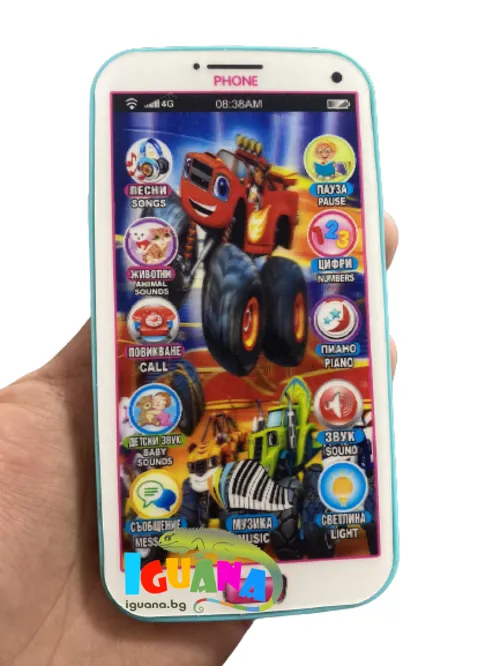 Обучаващ детски смартфон на БЪЛГАРСКИ ЕЗИК с герои, 7D ефект, два цвята | IGUANA.BG 6