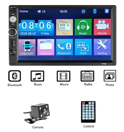 Мултимедия MP5 плейър 7010B Bluetooth V2.0 Автомобилен аудио + КАМЕРА ЗА ПАРКИРАНЕ  1