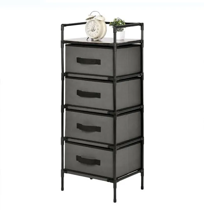 Шкаф - Органайзер 2в1 с метална рамка, 4 чекмеджета от плат, сгобяем, 35x28x89см 2