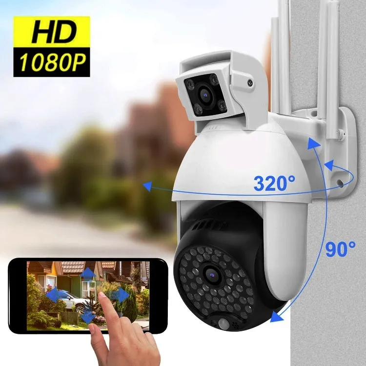 ДВОЙНА Smart Камера, Водоустойчива Wi-Fi Full HD 1080P, Два Обектива + АУДИО 9