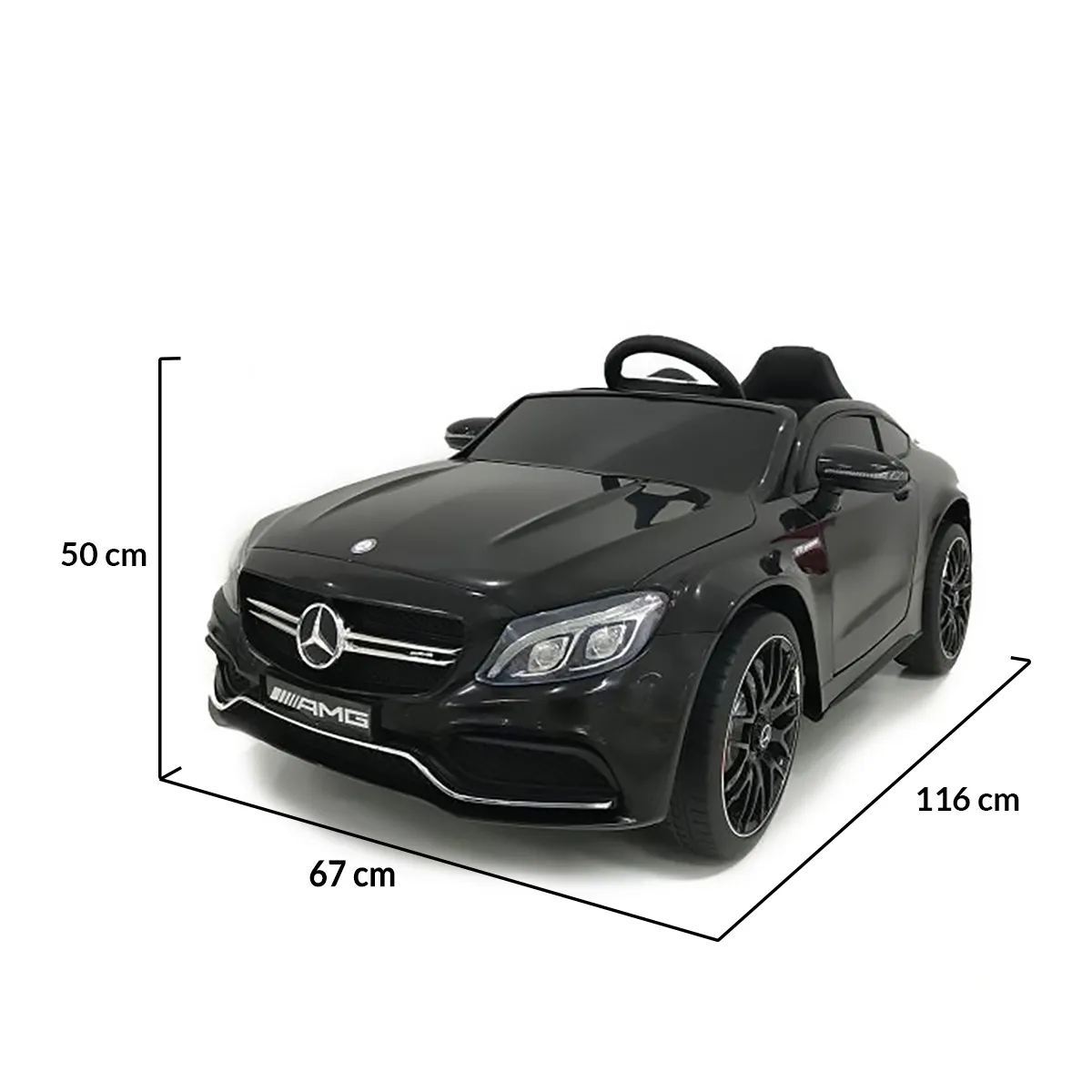 Акумулаторна кола Mercedes Benz C63 AMG, Черен металик, 12V, с меки гуми, отварящи се врати | Iguana.bg 2