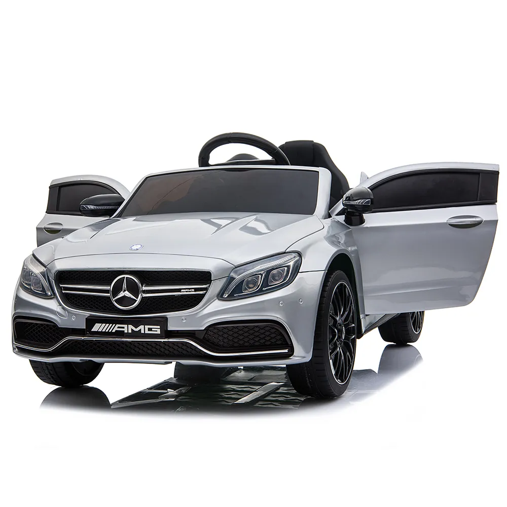 Акумулаторна кола Mercedes Benz C63 AMG, Черен металик, 12V, с меки гуми, отварящи се врати | Iguana.bg 5