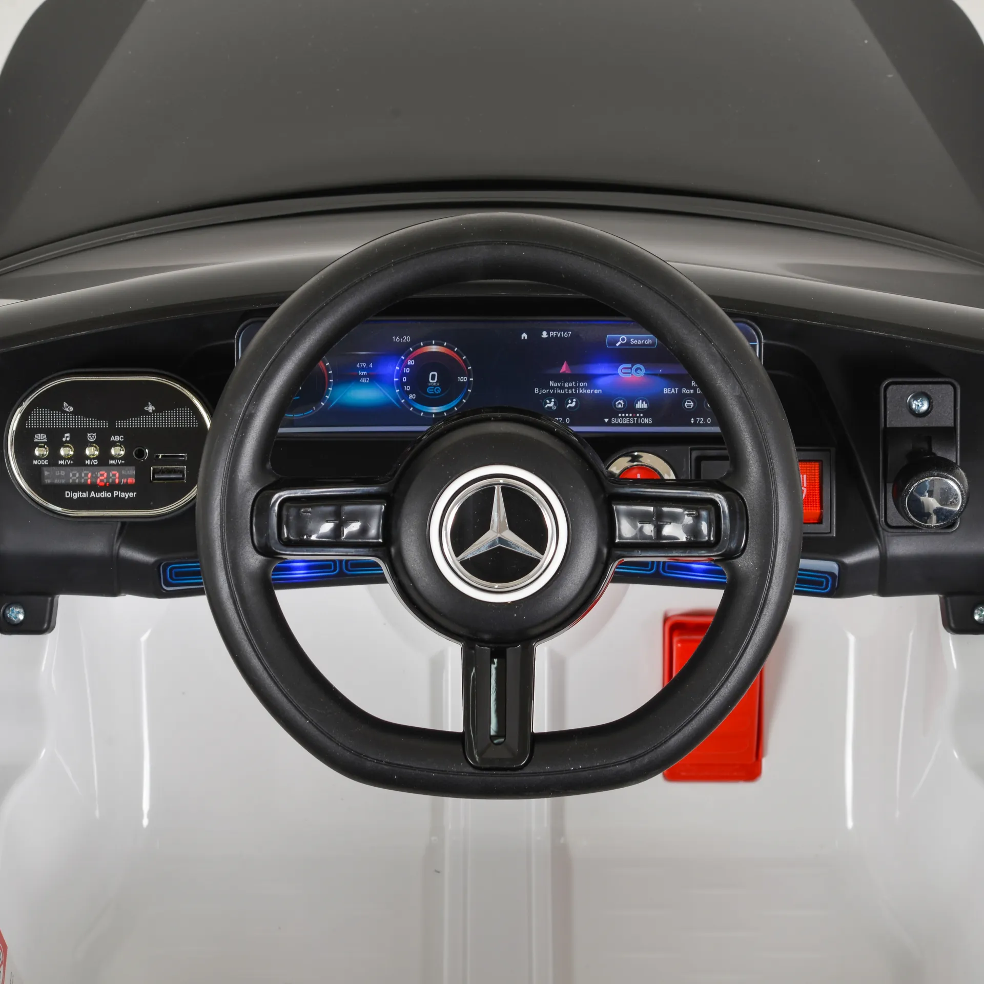 Акумулаторна кола Mercedes Benz EQA, Бял металик, 12V, с меки гуми, отварящи се врати | Iguana.bg 11