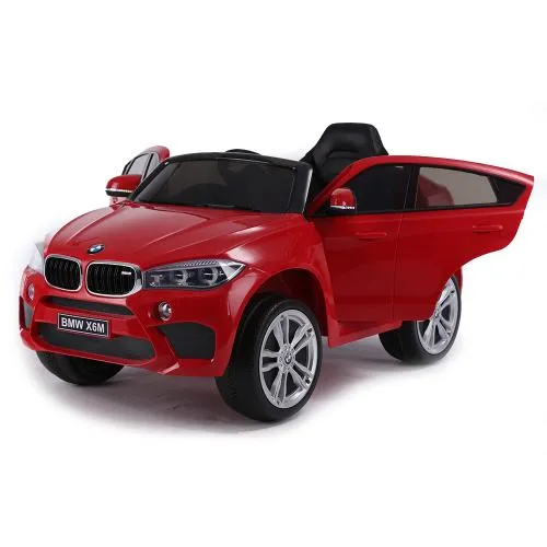 Акумулаторен джип BMW X6M Червен, 12V с меки гуми, кожена седалка и отварящи се врати | Iguana.bg 1