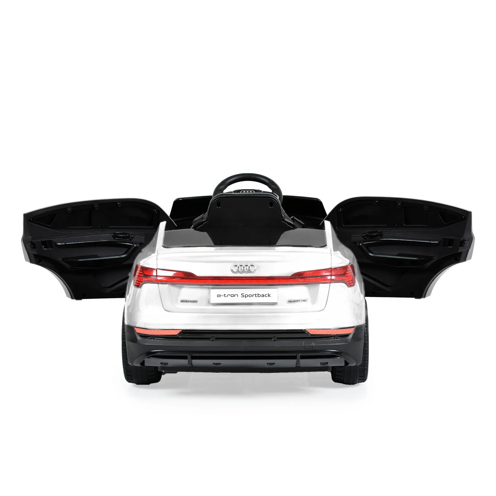 Акумулаторен джип Audi Sportback 4x4 12V Бял с меки гуми и отварящи се врати | Iguana.bg 6