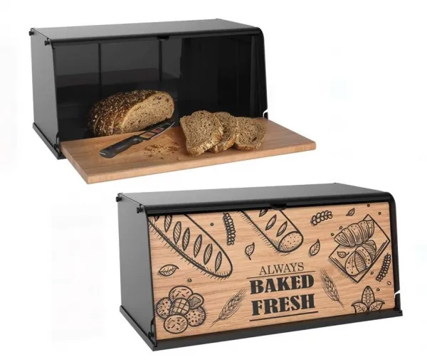 Кутия за Хляб - Дъска за Рязане 2в1 40.5x21x19 см 1