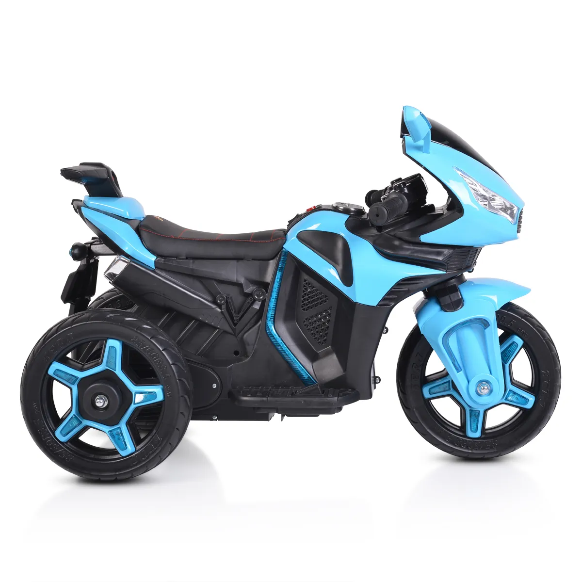 Акумулаторен мотор Shadow Светло син с три гуми и кожена седалка | Iguana.bg 2