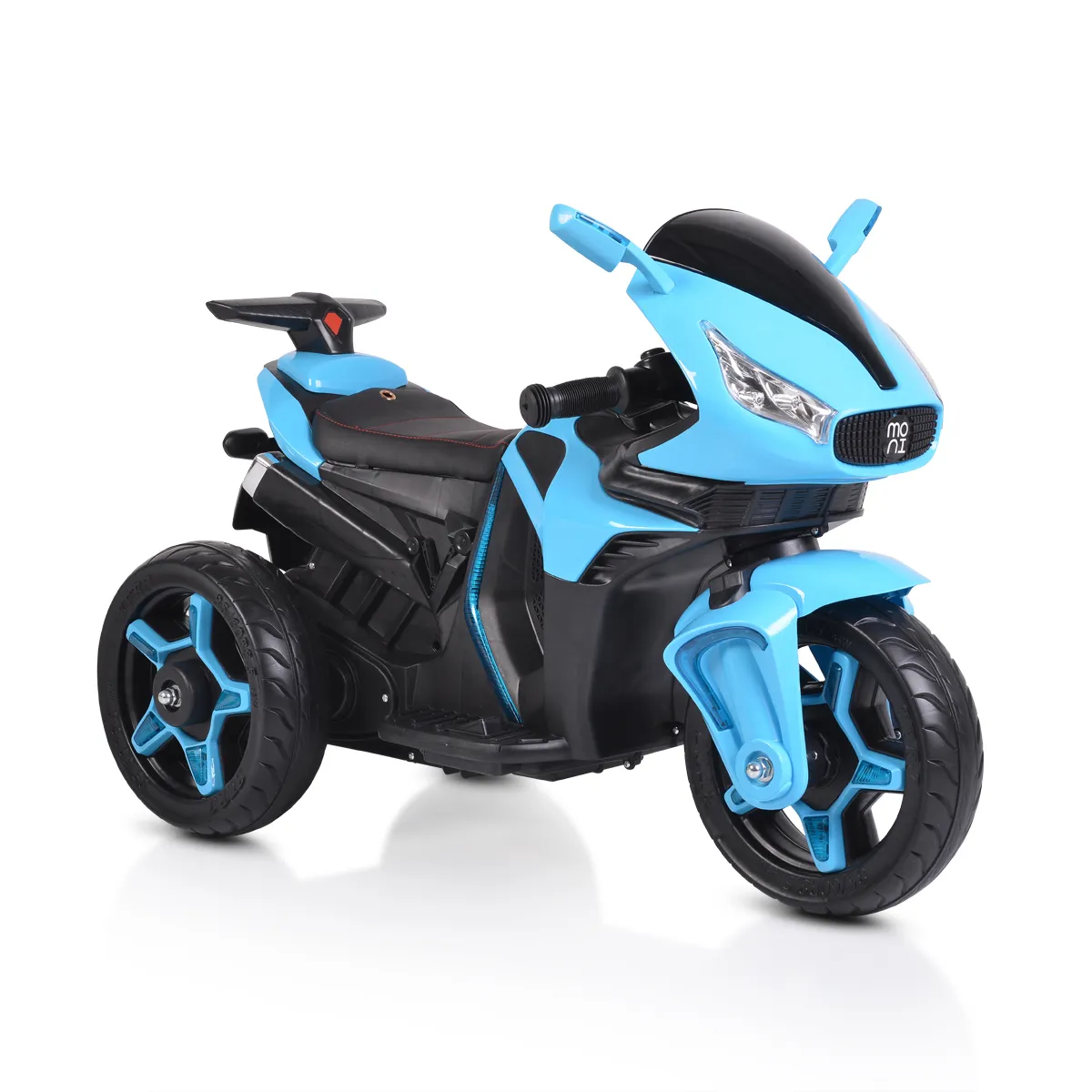 Акумулаторен мотор Shadow Светло син с три гуми и кожена седалка | Iguana.bg 3