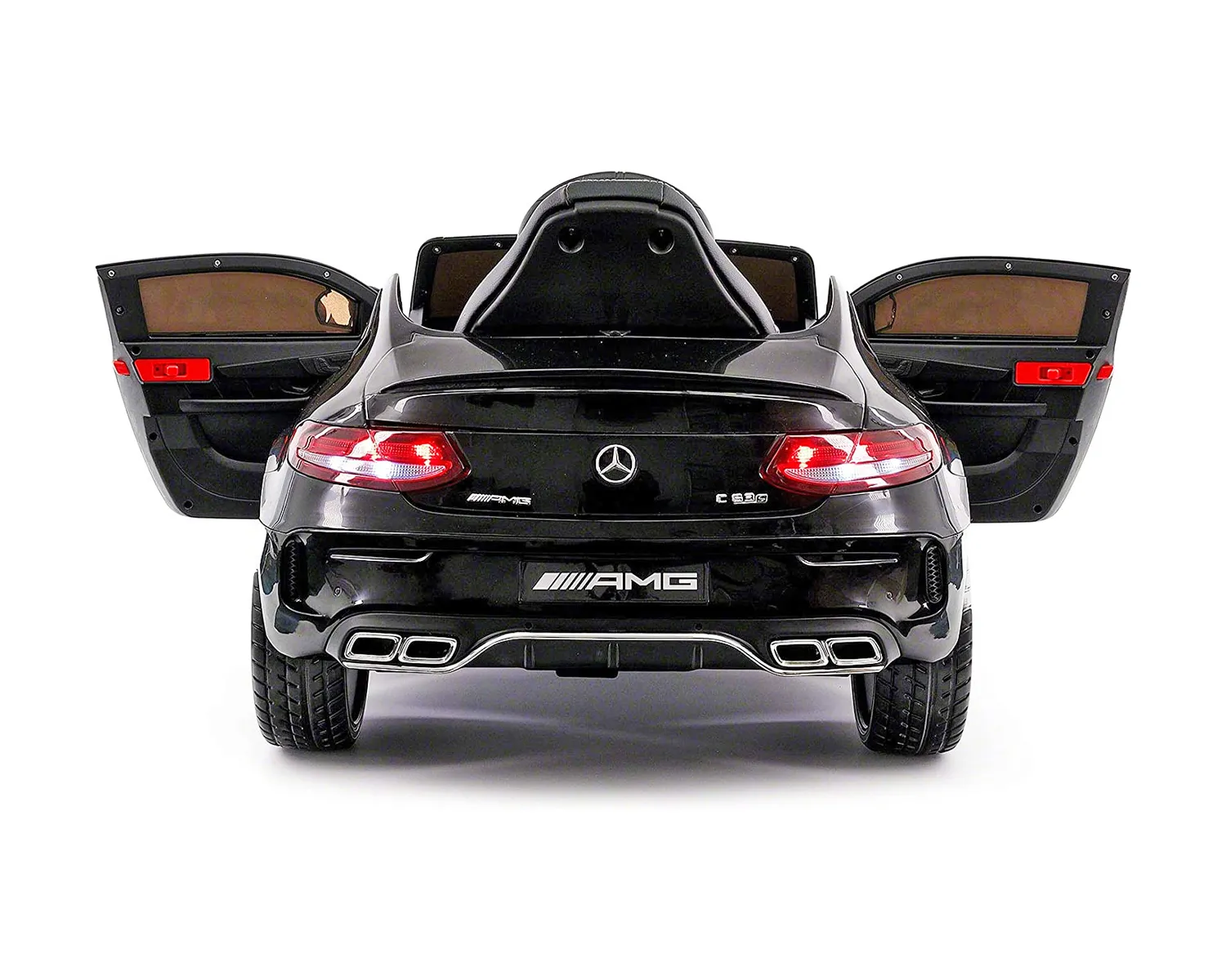 Лицензирана Акумулаторна кола Mercedes Benz AMG C63 S Черна, 12V, кожена седалка и отварящи се врати | Iguana.bg 2