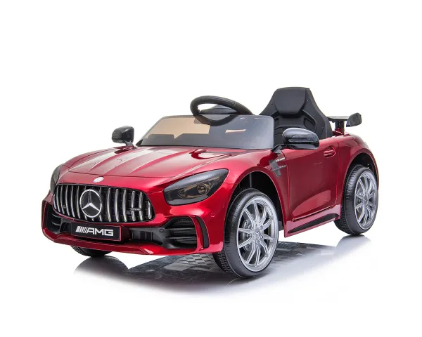 Лицензирана Акумулаторна кола Mercedes Benz GT R Червен металик, 12V с кожена седалка и меки гуми | Iguana.bg 1
