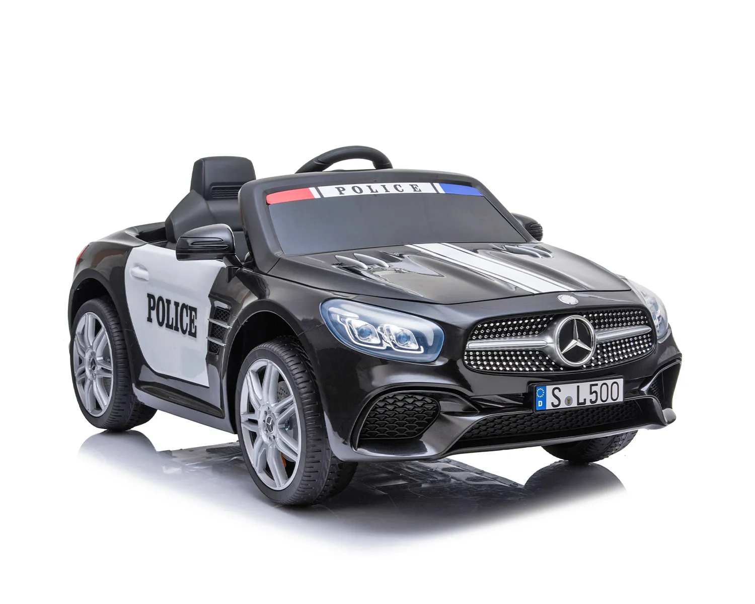 Лицензирана Акумулаторна кола Mercedes Benz SL500 Police, 12V с меки гуми и кожена седалка | Iguana.bg 3