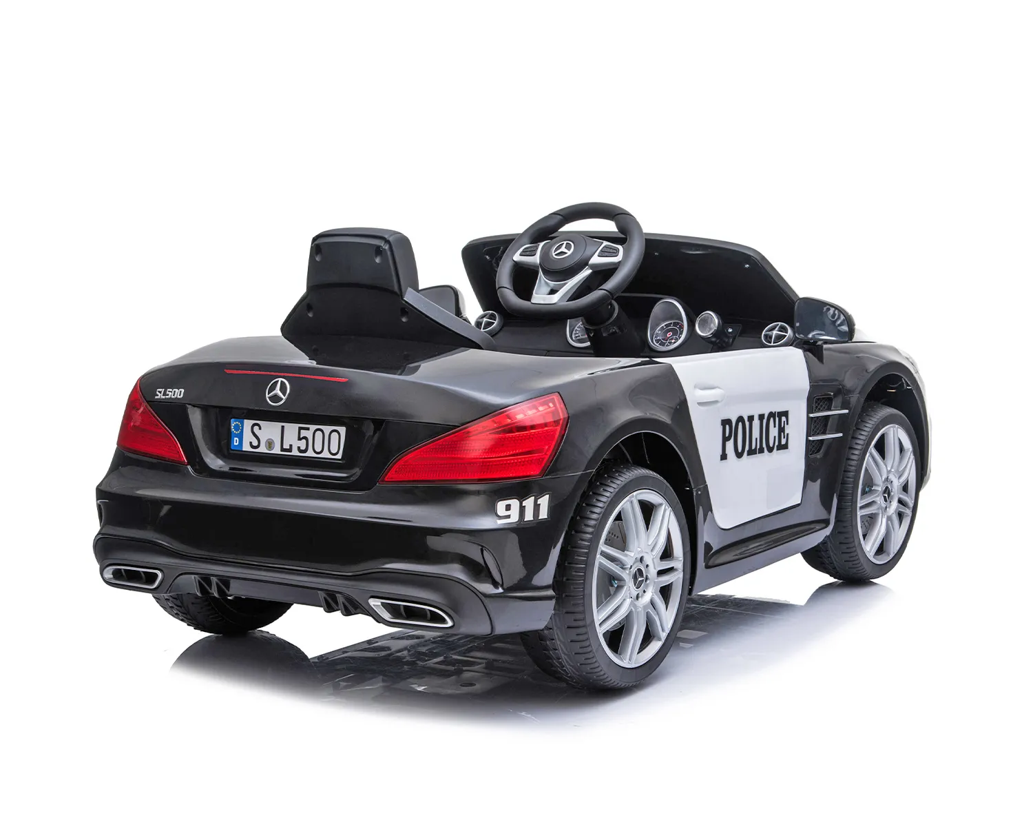 Лицензирана Акумулаторна кола Mercedes Benz SL500 Police, 12V с меки гуми и кожена седалка | Iguana.bg 7