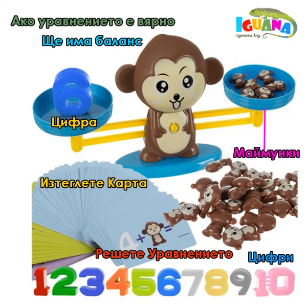 Образователна и забавна игра с Маймунка везна и Цифри 1