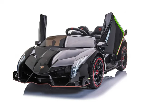 Лицензирана Акумулаторна кола Lamborghini Veneno 12V, Черна, отварящи се нагоре врати Iguana.bg 1