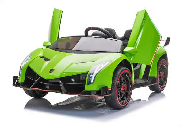 Лицензирана Акумулаторна кола Lamborghini Veneno 12V, Зелена, отварящи се нагоре врати Iguana.bg 1