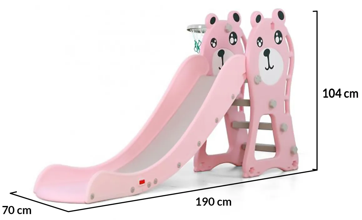 Детска Пързалка POOH с баскетболен кош, Розова, за деца до 40кг, дължина на улея 172см | Iguana.bg 2