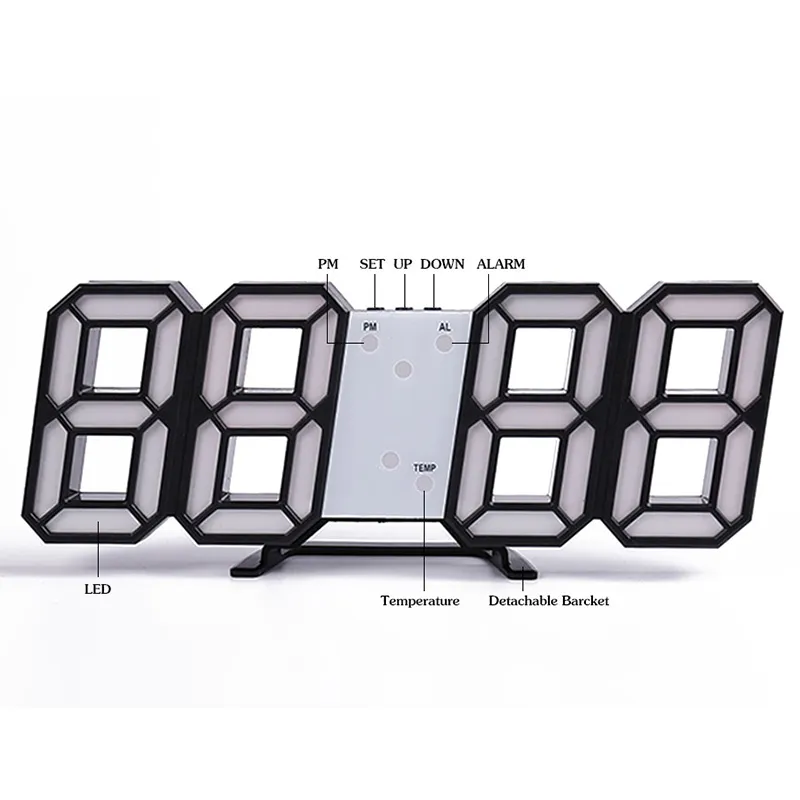 3D LED Часовник с Модерен дизайн, Стенен монтаж или на стойка, 22 x 7см | Iguana.bg 3