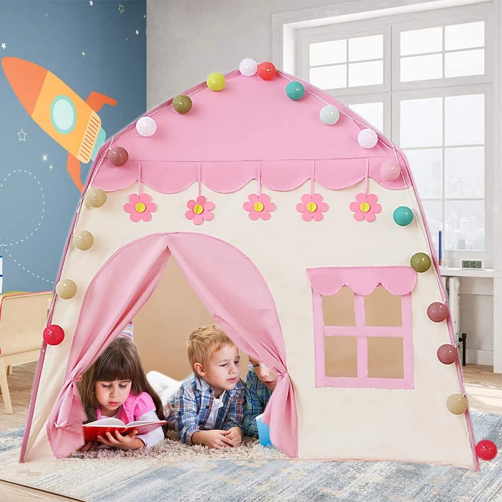 Детска палатка тип Къща с LED лампички топки 130 x 90 x126см 12