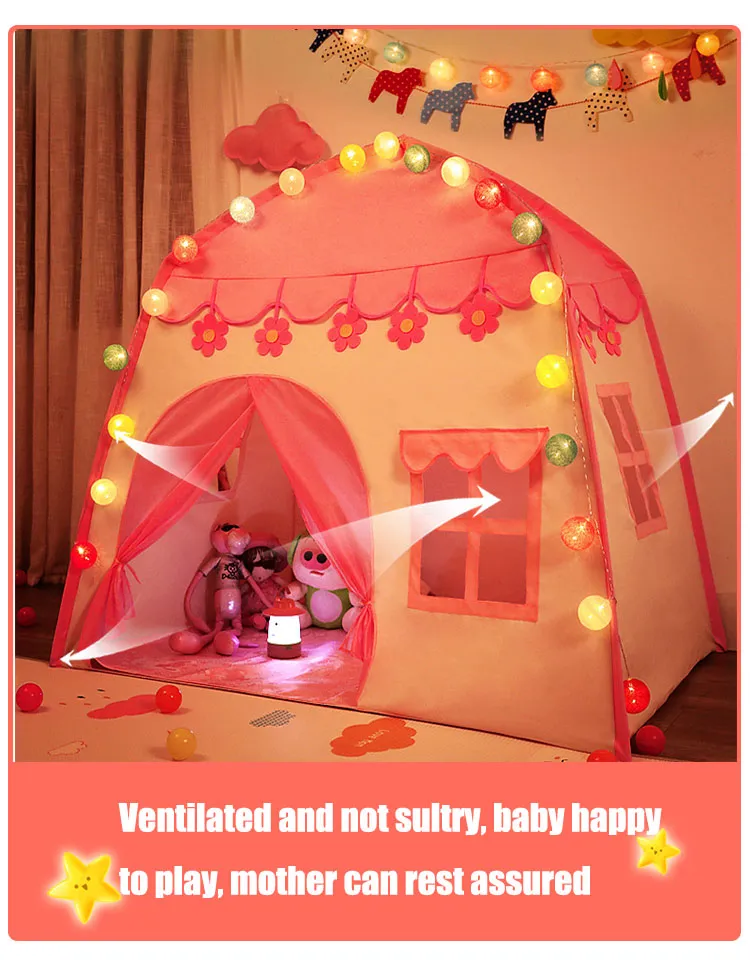 Детска палатка тип Къща с LED лампички топки 130 x 90 x126см 19