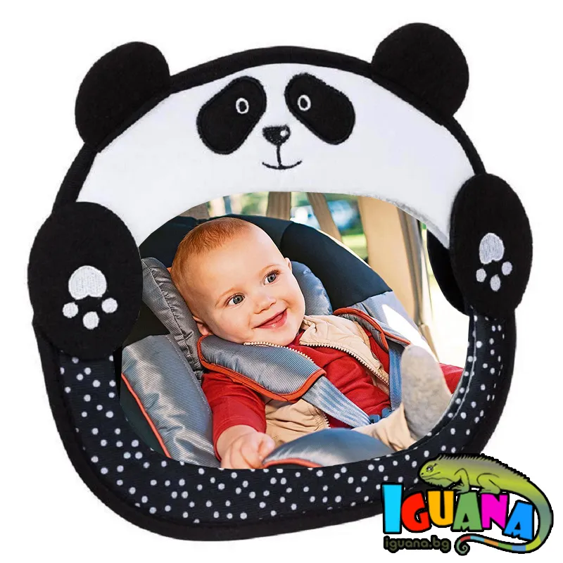 Oгледало за oбратно виждане на задната седалка на автомобил, мече Панда, Panda 31x25см | Iguana.bg 1
