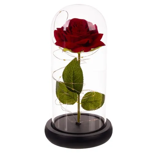 Роза в светеща LED стъкленица с луксозна подаръчна опаковка 4