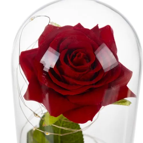 Роза в светеща LED стъкленица с луксозна подаръчна опаковка 7