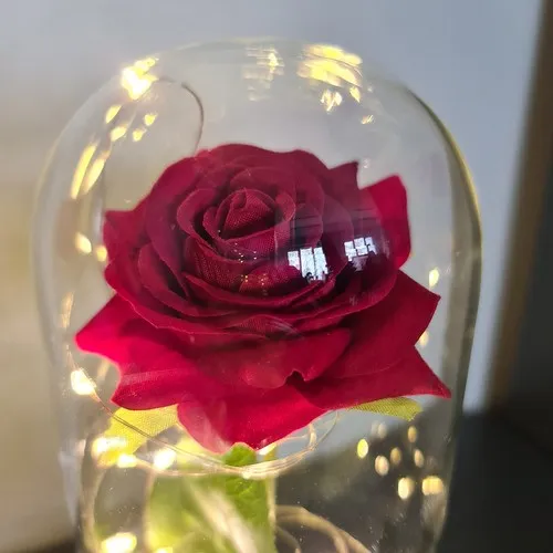 Роза в светеща LED стъкленица с луксозна подаръчна опаковка 8