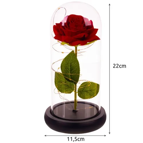 Роза в светеща LED стъкленица с луксозна подаръчна опаковка 11
