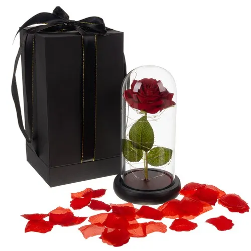 Роза в светеща LED стъкленица с луксозна подаръчна опаковка 13
