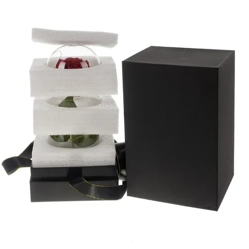 Роза в светеща LED стъкленица с луксозна подаръчна опаковка 16