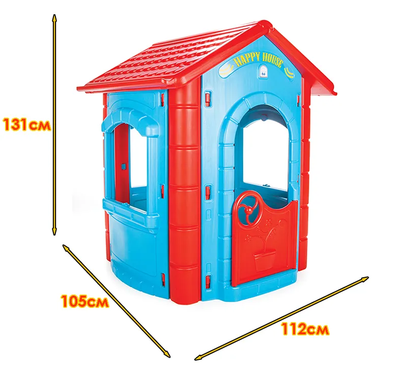 Детска къщичка Happy, Синя с червен покрив, отваряща се врата и 3 прозореца | Iguana.bg 4