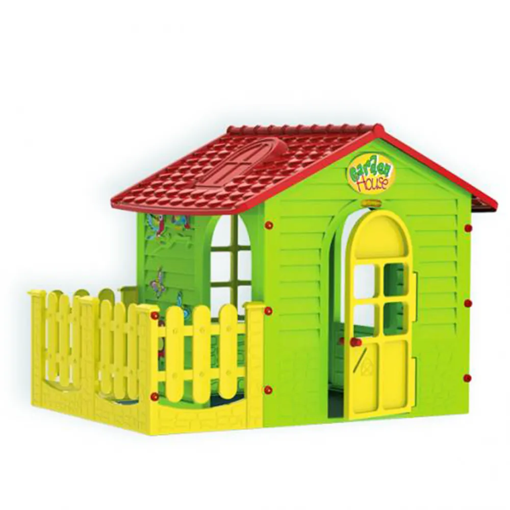 Детска къщичка Garden House, с ограда и двор, Зелена с червен покрив, Отварящи се врата и прозорци | Iguana.bg 3