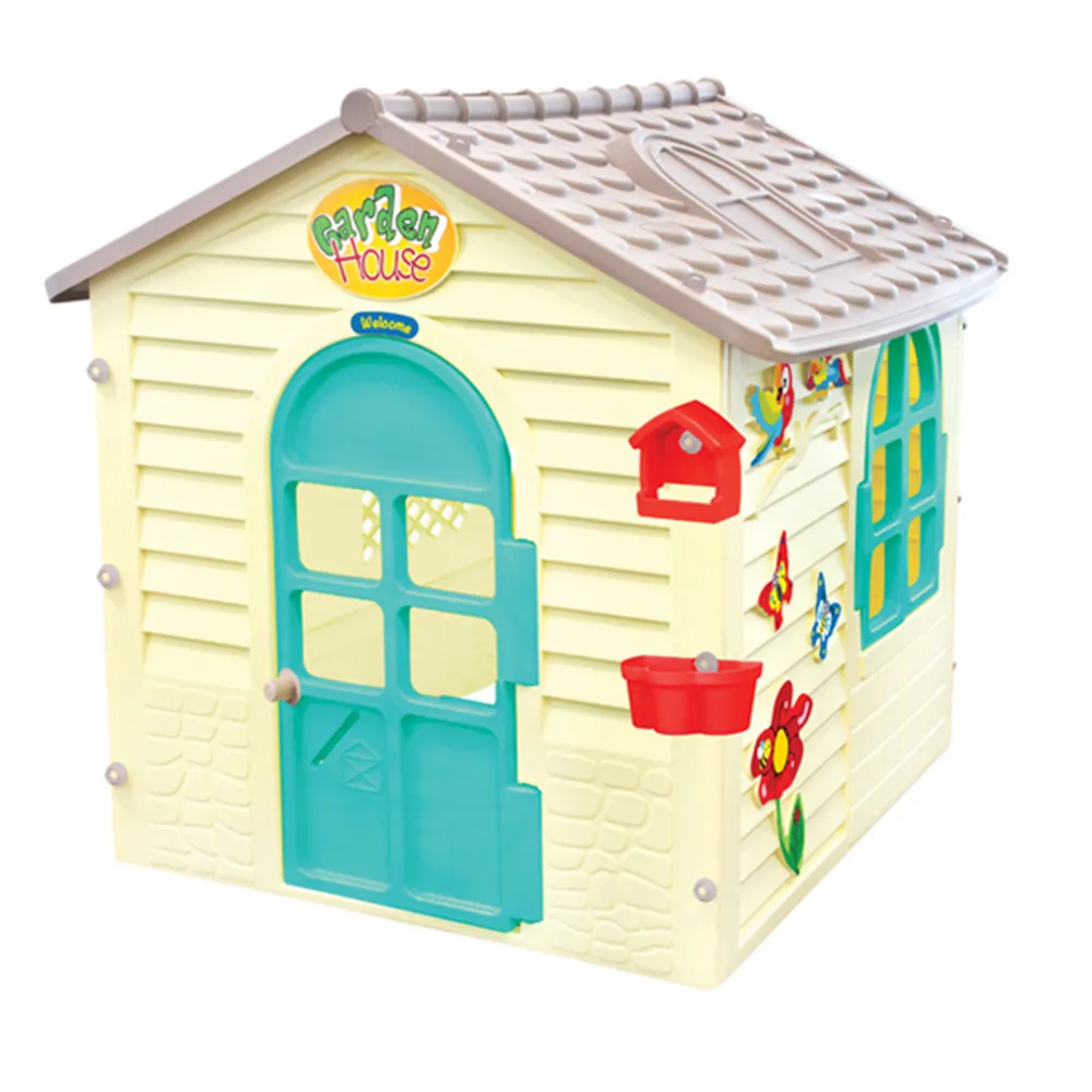 Детска къщичка Garden House, Бежова с дъска за рисуване, Отварящи се врата и прозорци, хранилка за птички | Iguana.bg 2