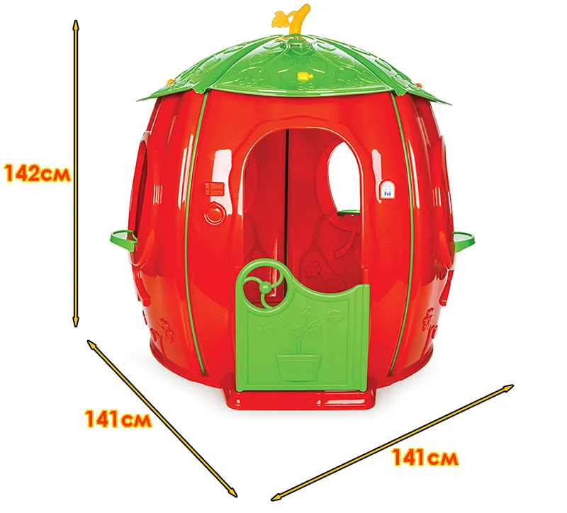 Детска къщичка Тиква, Червена със зелен покрив, отваряща се  врата и 4 прозореца, за деца над 3 години | Iguana.bg 3