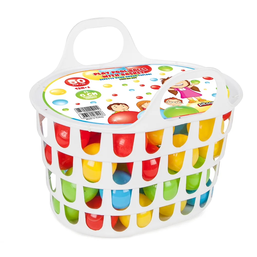 Комплект Детски топки за игра, в пластмасова кошничка, 50 броя, 6 см, 4 ярки цвята | Iguana.bg 2