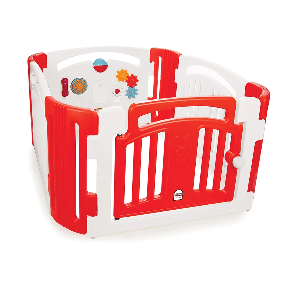 Детска ограда Angel, сглобяема площадка в червено и бяло, панел с играчки | Iguana.bg 2